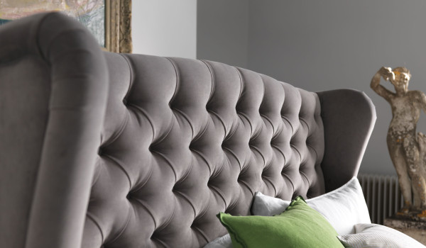 Luxurious-bespoke-Delcor- beds-handcrafted in Britain-available in double, King-size, Super King-size and Emperor size. Drawers available on divan bases, leg options for bedstead bases. Extensive fabric selection-over 10,000 options-including plush velvets-fine leathers-diverse patterned or plain fabrics-colour palette including, red, green, black, white, grey blue, purple, yellow, cream and more.